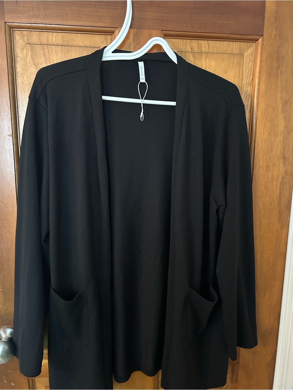Classic Black Open-Front Women's Cardigan with Pockets